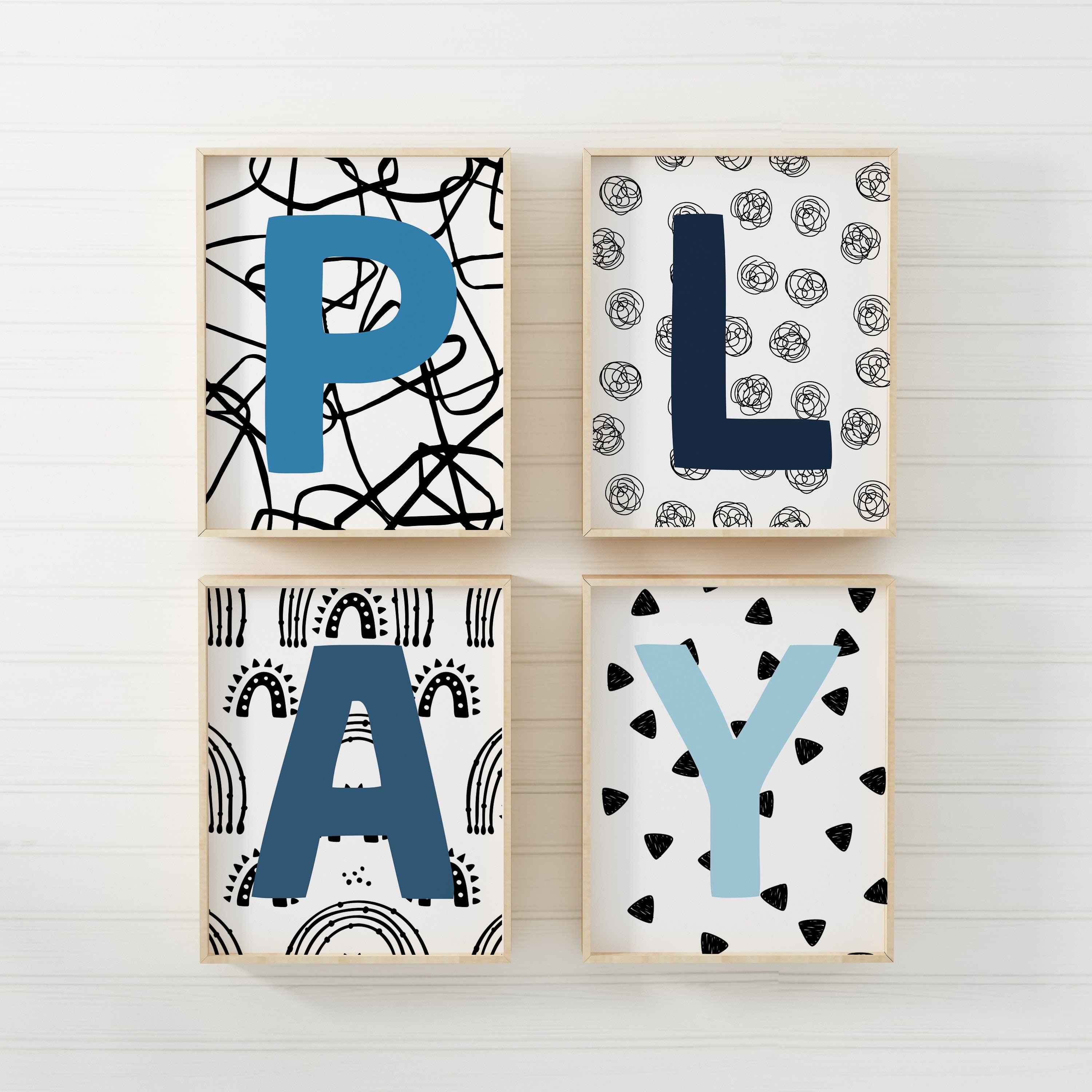 Art & Collectibles Digital Prints Set of Four Playroom Wall Art