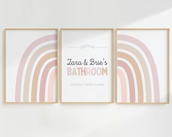 Rainbow Kids Bathroom Prints: Neutral Decor Set (Digital Download)