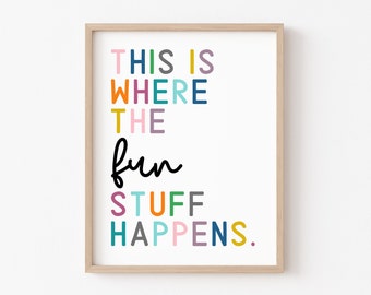 楽しいことが起こる場所 ウォールアート、プレイルームポスター、プレイルームデコレーション、デイケア、プレイルームアート、デジタルダウンロード、印刷可能、子供部屋アート、