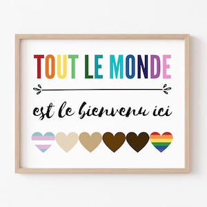 Everyone Welcome Here, Diversity Art, Classroom Decor, Educational Wall Art, Inclusion, Kindness, Printable, Digital Download, Rainbow Print