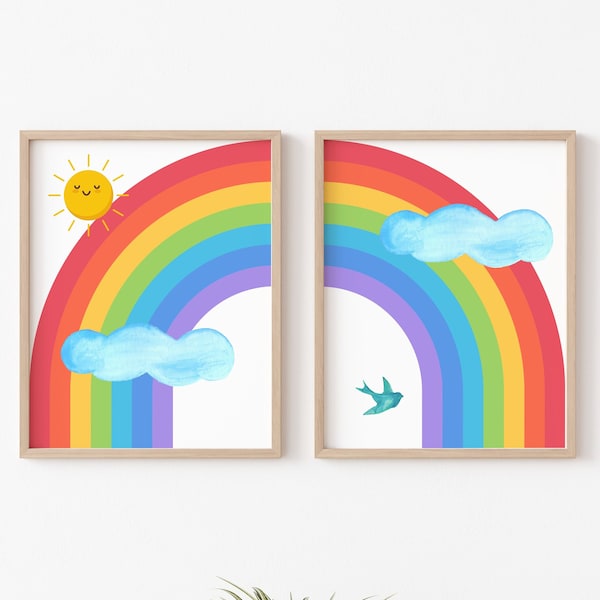 Playroom Wall Art, Set of 2, Playroom Posters, Playroom Decor, Kids Wall Prints, Kids decor, Playroom Prints, Rainbow Art, Rainbow Poster