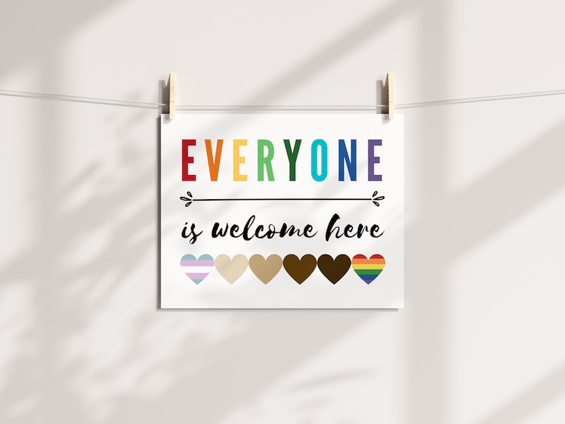 Everyone is Welcome Here, All Are Welcome Here Sign, Safe Space Poster, Safe Space Sign, Classroom Posters, Diversity Poster, Inclusive image 7
