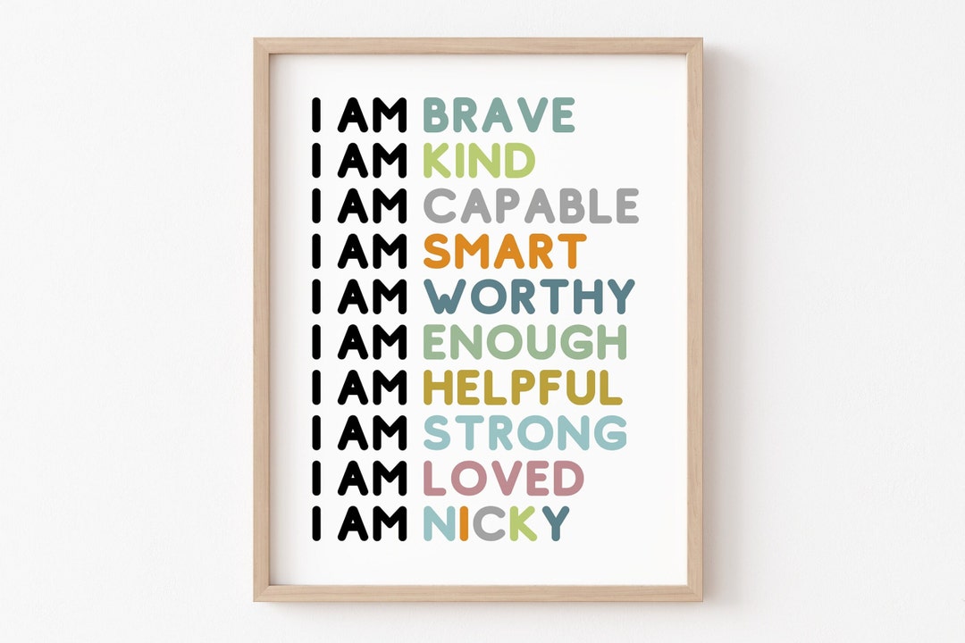 Kids Room Printable Art, Affirmations for Kids, Affirmation Art ...