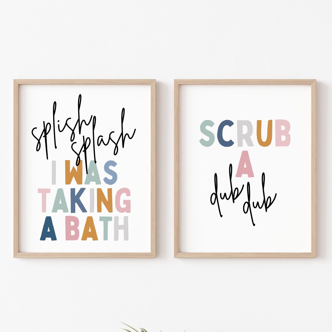Kids Bathroom Art Prints: Splish Splash, Scrub a Dub Dub (digital ...
