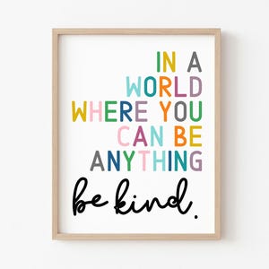 Be Kind Print, Playroom Poster, Playroom Decor, Daycare, Playroom Art, Digital Download, Printable, Kids Room Art, Classroom Art, Kindness