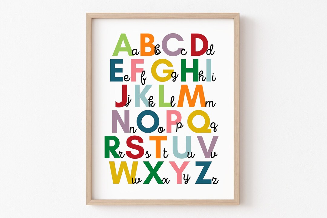 Stampa D'Arte Colorata Con Alfabeto ABC Per Cameretta - Quadro Con Cornice Per Bambini, 30x41 Cm - 5