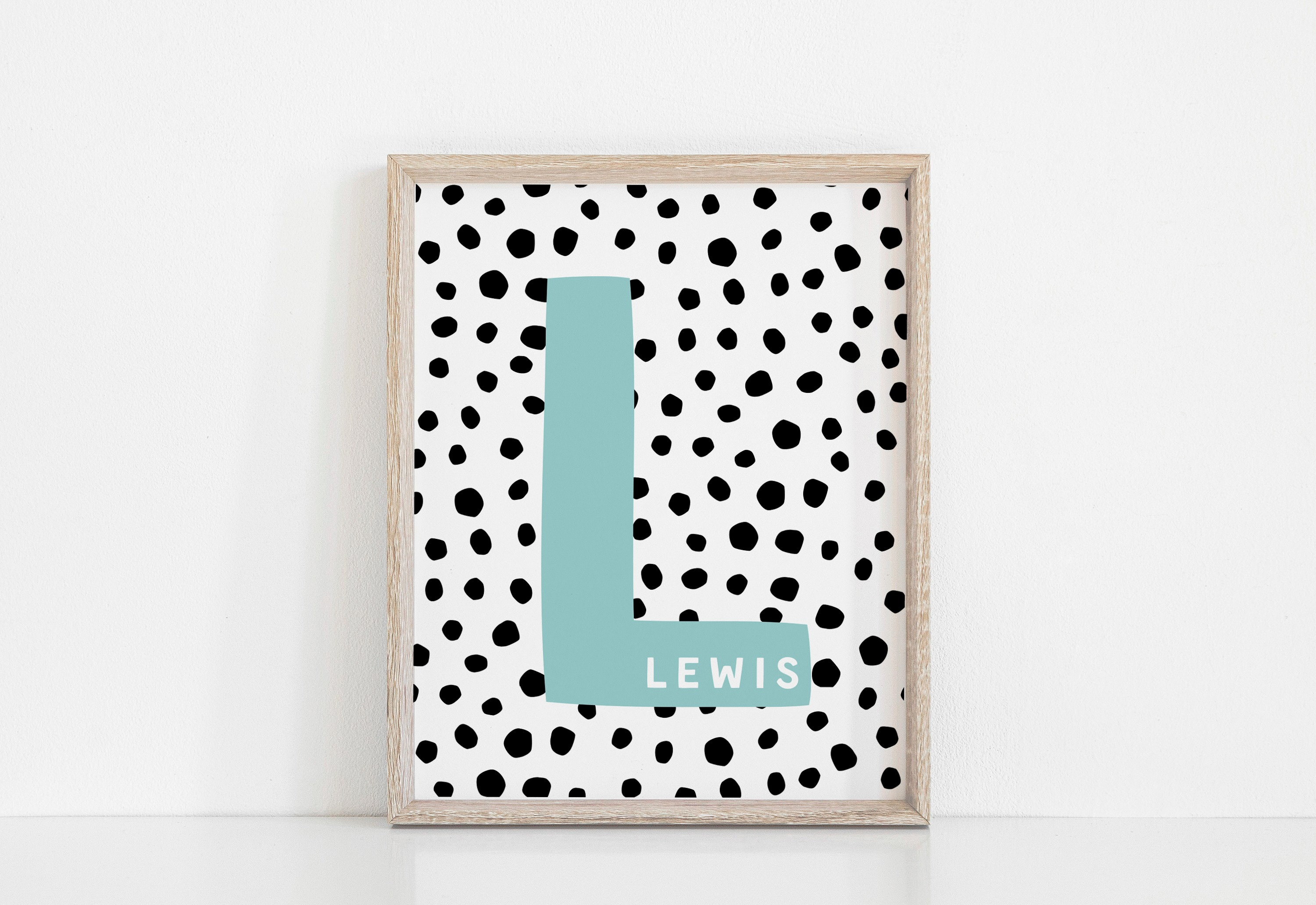 Custom Initial Print, Baby Room Art, Monogram Poster, Dot Letter Print ...