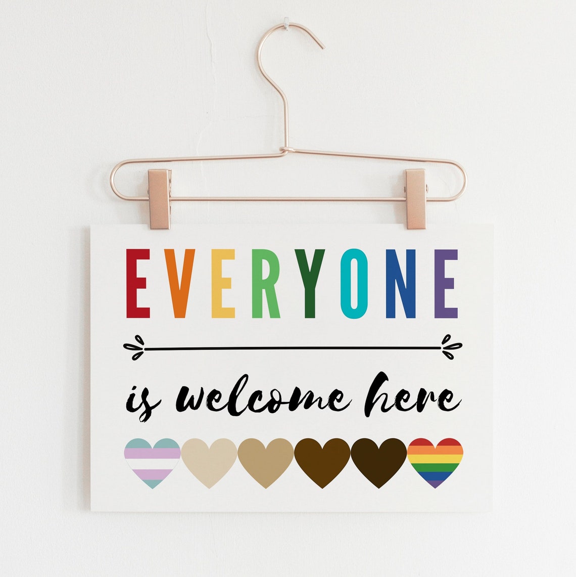 Everyone Is Welcome Here Printable Wall Art Diversity Etsy
