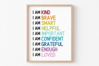 Quadro Su Tela Con Cornice 'I Am Brave I Am A Child Of God' - Affermazione Positiva Per Bambini 29,2x38,1 Cm