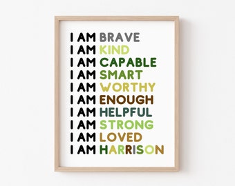 Kids Room Art, Kids Room Decor, Affirmations, Positive Art, Custom Name Sign, Gift for Kids, Nursery Art, Nursery Prints, Custom Gift