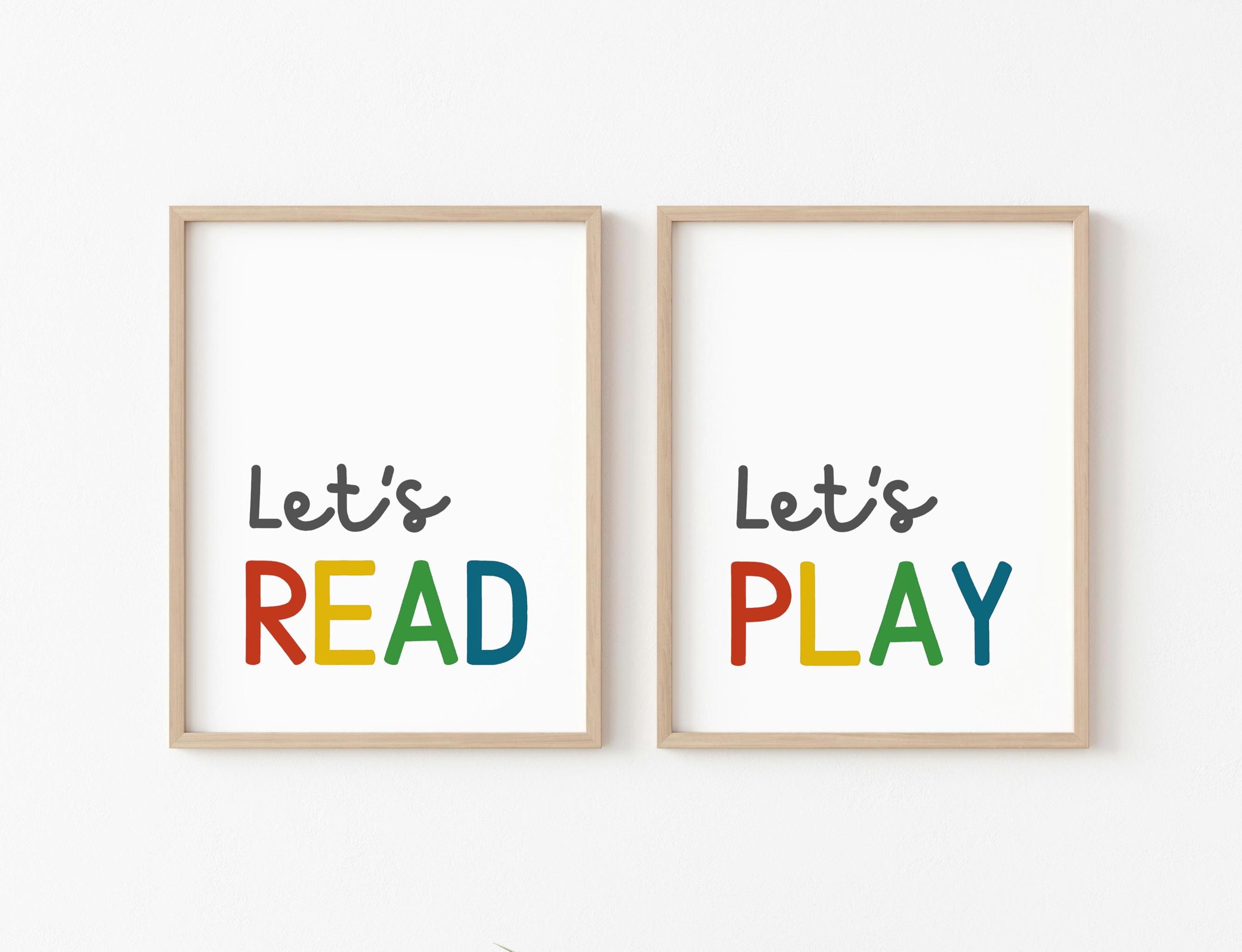 Let's Read Let's Play Wall Art, Set of Two, Playroom Art, Playroom Decor, Digital Download, Printable, Playroom Posters, Kids Playroom Decor