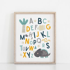Dinosaur Wall Art, Dino Name Print, Dinosaur Theme Nursery, Baby Name Print, Personalized Name, Nursery Prints, Kids Decor, Toddler, Custom image 3