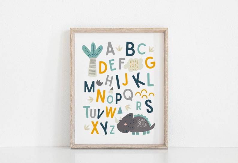 Dinosaur Wall Art, Dino Name Print, Dinosaur Theme Nursery, Baby Name Print, Personalized Name, Nursery Prints, Kids Decor, Toddler, Custom image 3