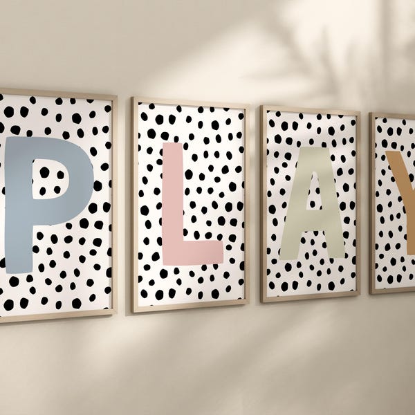 Arte de pared con letras de juego, juego de cuatro, decoración de pared para sala de juegos, impresiones para sala de juegos, arte de pared para sala de juegos, decoración para sala de juegos, imprimible, descarga digital