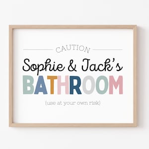 Kids Bathroom Wall Art, Bathroom Wall Prints, Kids Bathroom Sign, Kids Bathroom Decor, Children&#39;s Bathroom Art, Rainbow Bathroom, DIGITAL