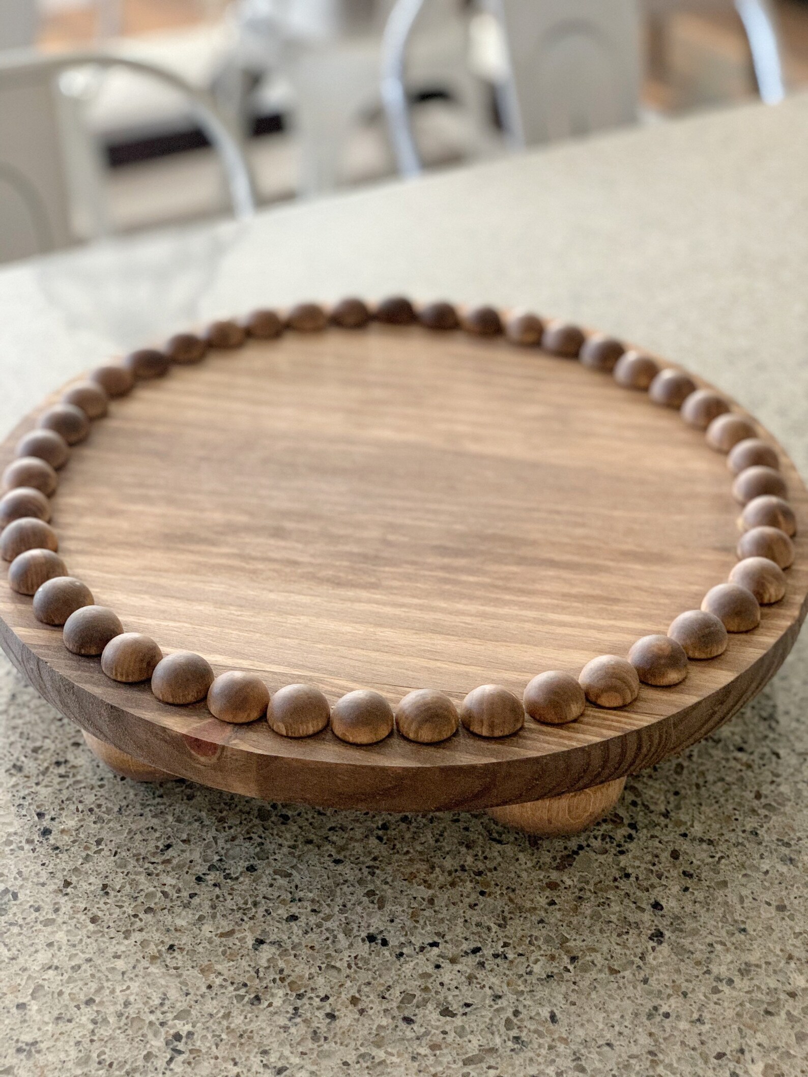Beaded Natural Wood Tray