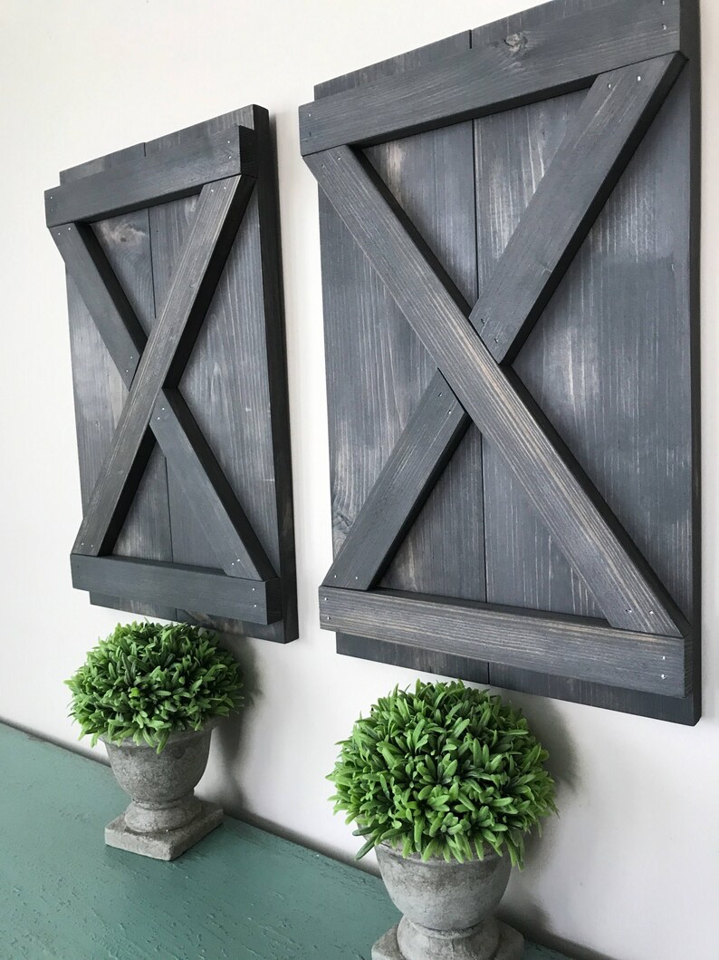 Pair of Small Decorative X Wood Shutters. Rustic shutters. | Etsy