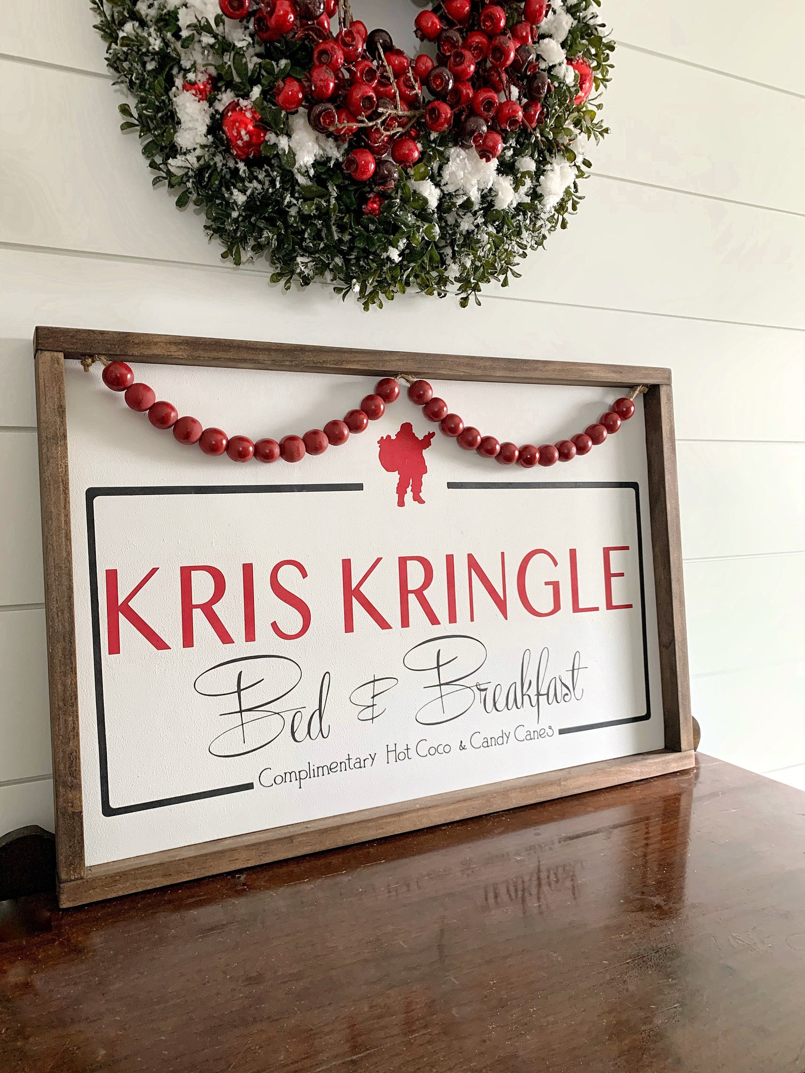 Kris Kringle Bed and Breakfast Wood Sign. Wood Bead Sign. Etsy