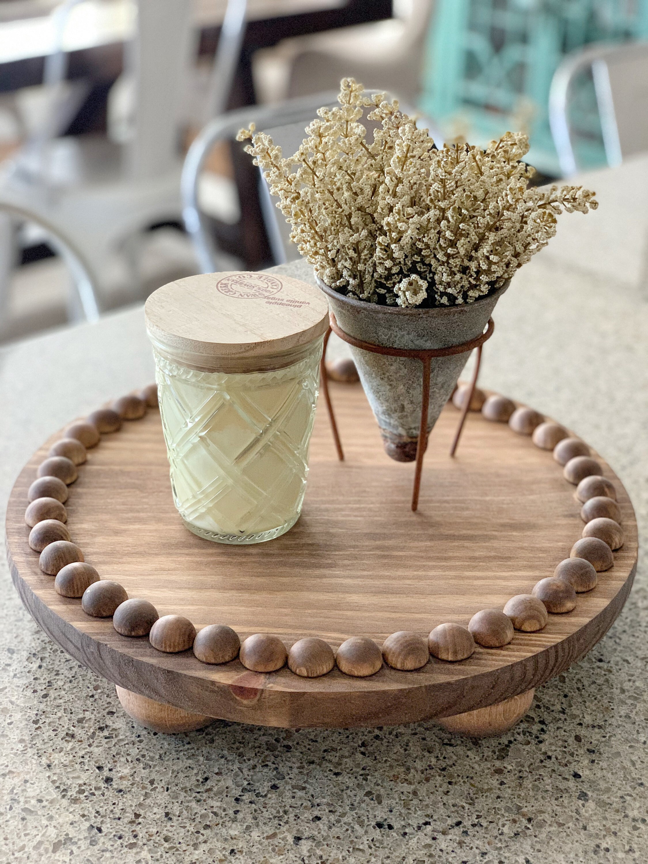 Round Wood Bead Tray. Round Tray. Wood Tray. Wood Bead Etsy