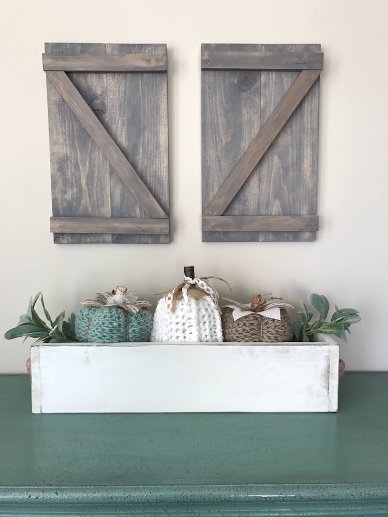 Pair of Small Decorative Z Wood Shutters. Rustic shutters. Etsy