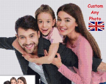 Kits de pintura de diamantes personalizados del Reino Unido: retrato familiar 5D personalizado a partir de cualquier foto, retrato de familia o mascota con taladro completo, regalos DIY