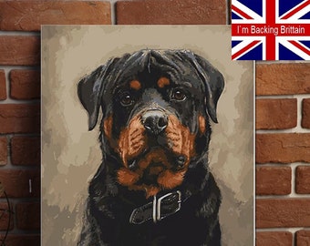 Kit de pintura por números personalizado (Reino Unido) para adultos, retratos de mascotas, perros y gatos. Personalizado de foto a lienzo. Ideal para niños, familias y bodas.