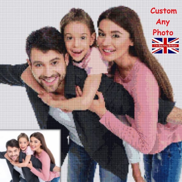 Custom Diamond Painting UK Kits 5D Family Portrait Personalised from Any Photo Full Drill Family or Pet Portrait DIY Gifts
