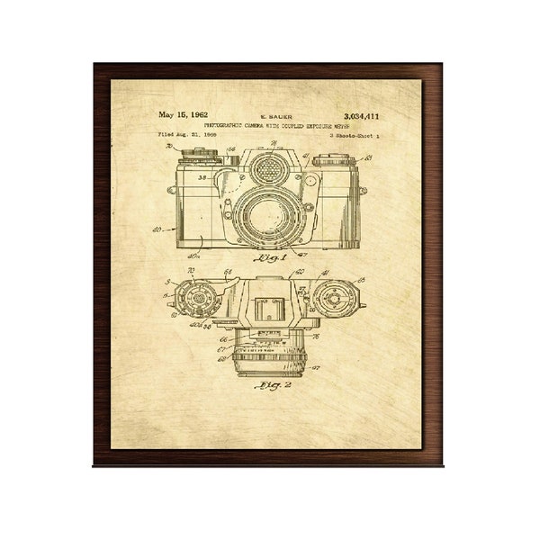 Vintage Camera Patent Print, 1959 Camera Design, Camera Wall Art, SLR Camera, Large Printable Art  INSTANT DOWNLOAD