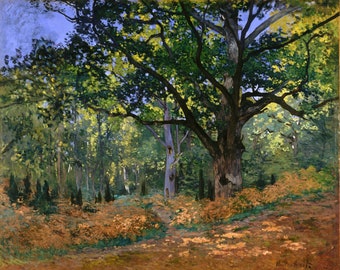 Pintura de roble de Monet, Claude Monet, impresión vintage, hermosas láminas de arte famosas, pintura impresionista, decoración de pared imprimible