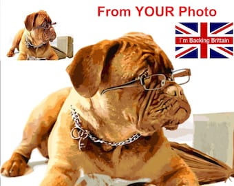 Kit de pintura por números personalizado (Reino Unido): Mascotas. Arte personalizado de tu foto al lienzo. Retrato de mascotas: perros y gatos. Regalo personalizado. Pintura por números.