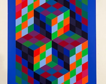 ヴィクトル・ヴァザルリ「VB-VB-Rouge」 - 1975年 - 直筆サイン入り