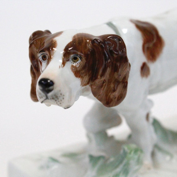 Vintage Meissen Irish Red And White Setter Hunting Dog Etsy