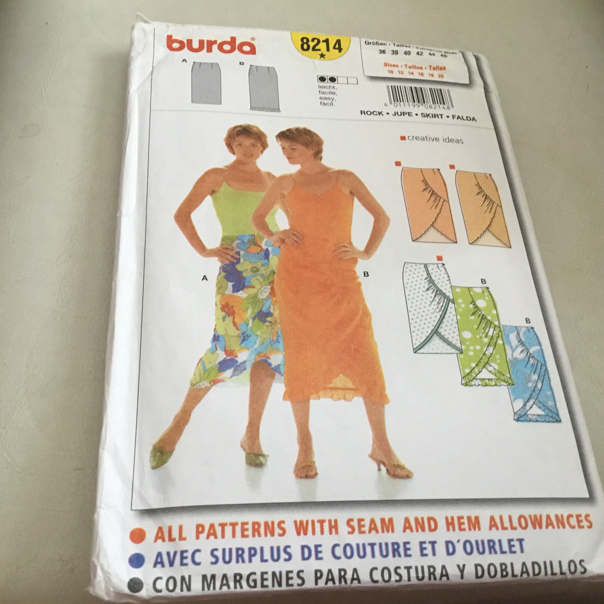 New BURDA Sewing Pattern 8214 Ladies Skirts Sizes 1020 Etsy Canada