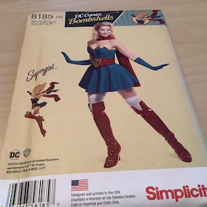 Two new simplicity dc comics bombshells ladies sewing patterns 8185 & 8196 sizes 6-14