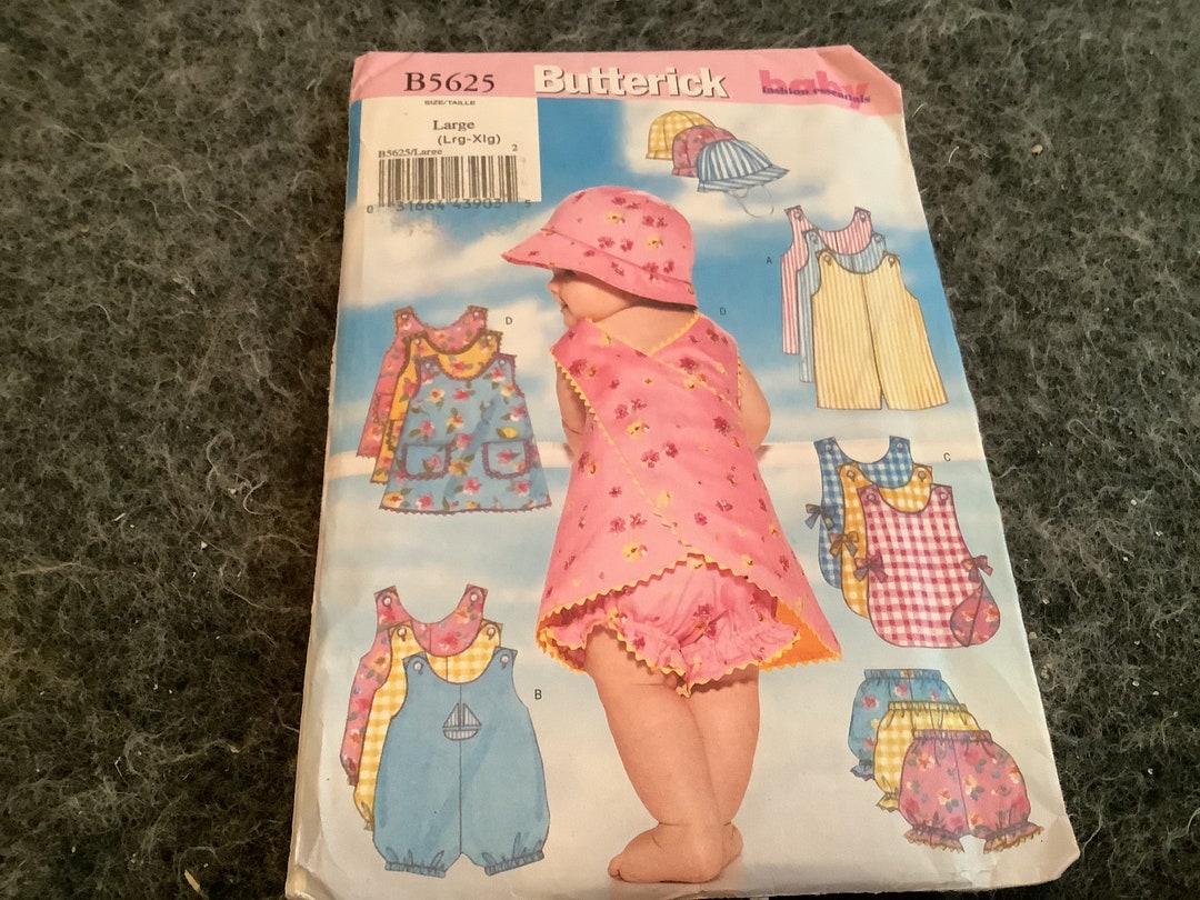New Butterick Sewing Pattern B5625 Infants Romper Jumper Panties and ...