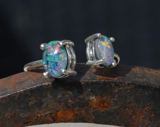 Sterling Silver Opal Ring, Adjustable