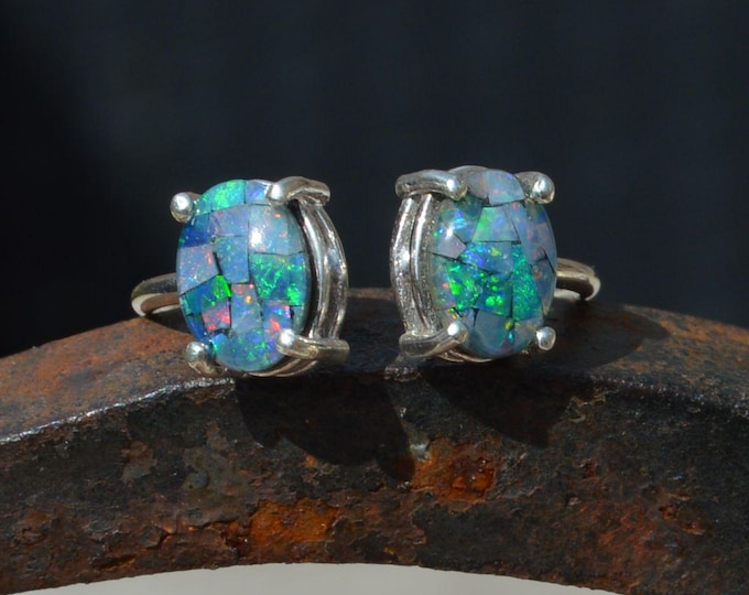 Sterling Silver Opal Ring, Adjustable