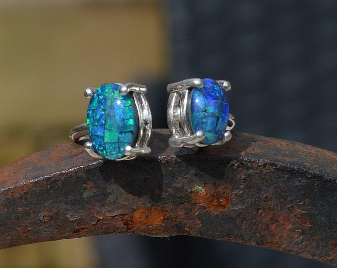 Sterling Silver Opal Ring, Adjustable