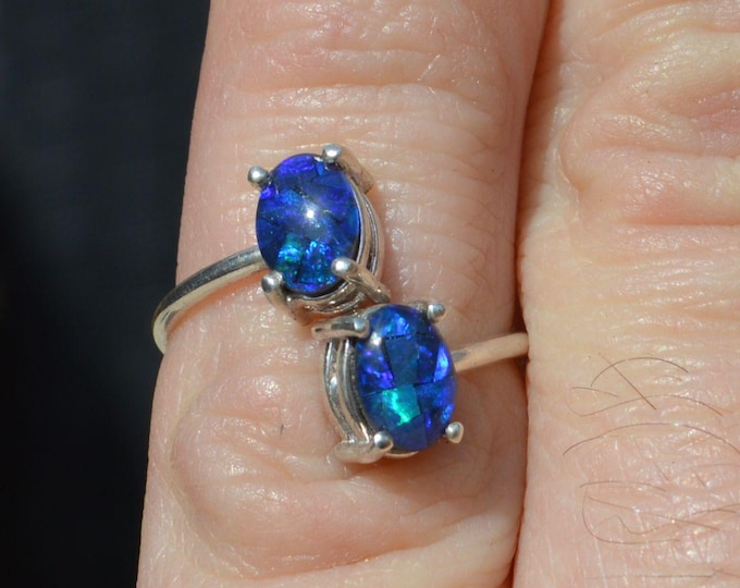 Sterling Silver Opal Ring, Adjustable