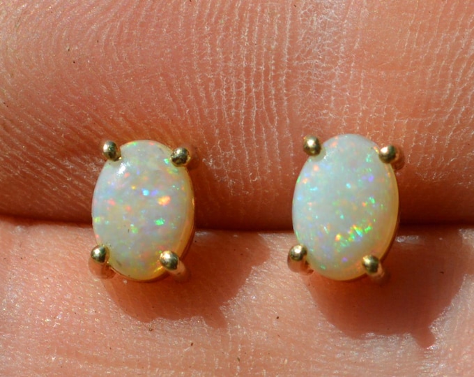 9ct Gold Australian Opal Stud Earrings