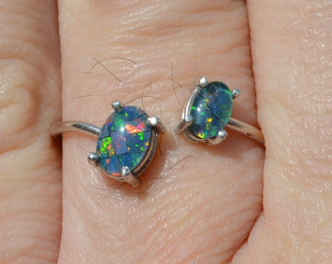 Sterling Silver Opal Ring, Adjustable