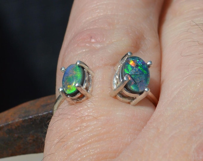 Sterling Silver Opal Ring, Adjustable