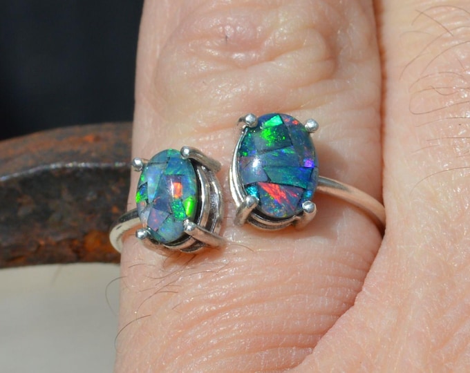 Sterling Silver Opal Ring, Adjustable