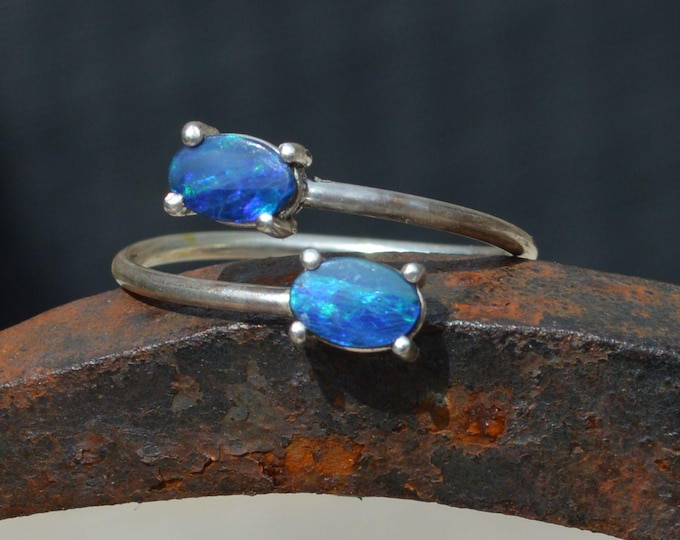 Sterling Silver Opal Ring, Adjustable