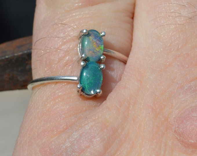 Sterling Silver Opal Ring, Adjustable