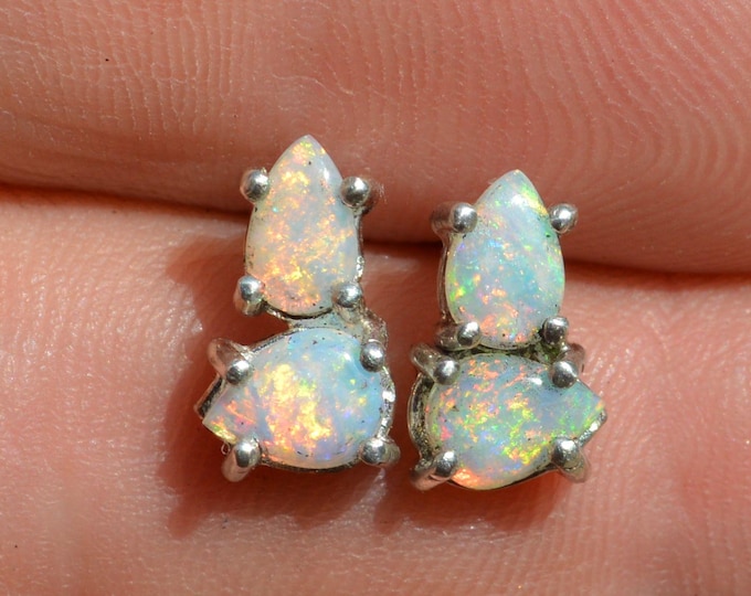 Sterling Silver and Crystal Opal Stud Earrings