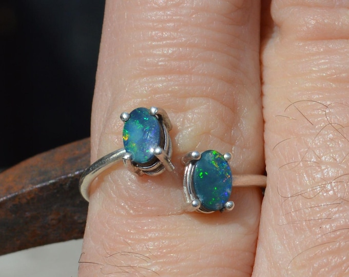 Sterling Silver Opal Ring, Adjustable