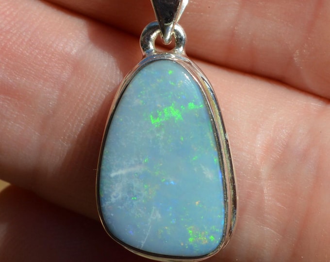 Sterling Silver Opal Pendant, Greens
