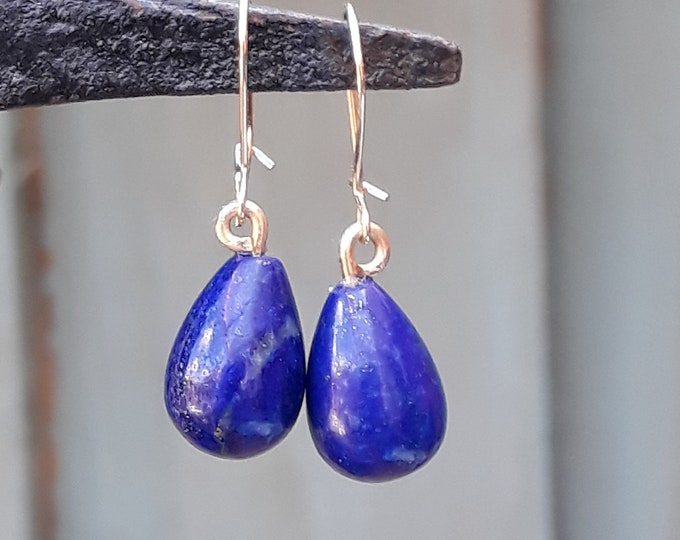 Gold Lapis Lazuli Drop Earrings