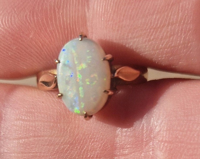 Antique 9ct Rose Gold Opal Ring, Australian Opal